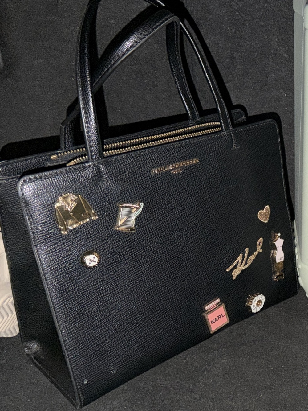 Karl Lagerfeld Black Tote with Gold Accents